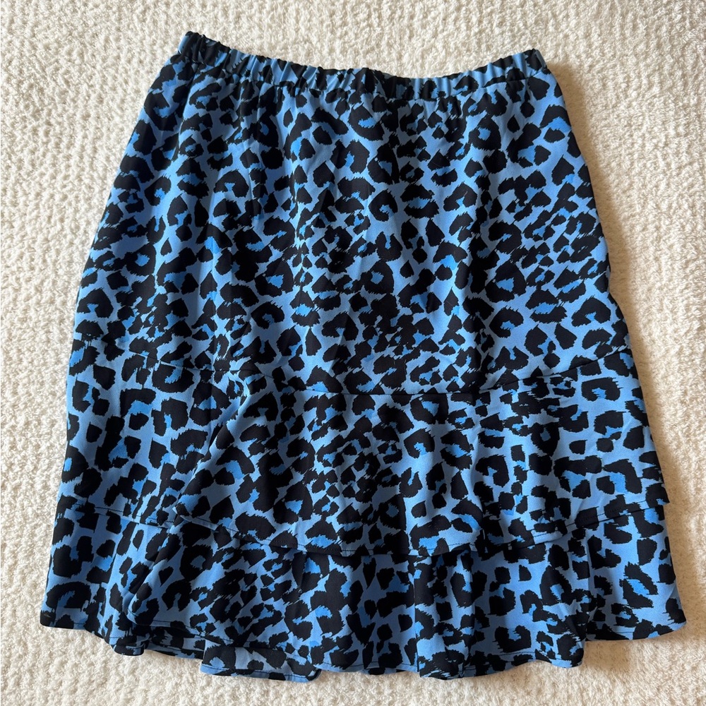 Banana Republic Blue and Black Animal Print A-Line Skirt
